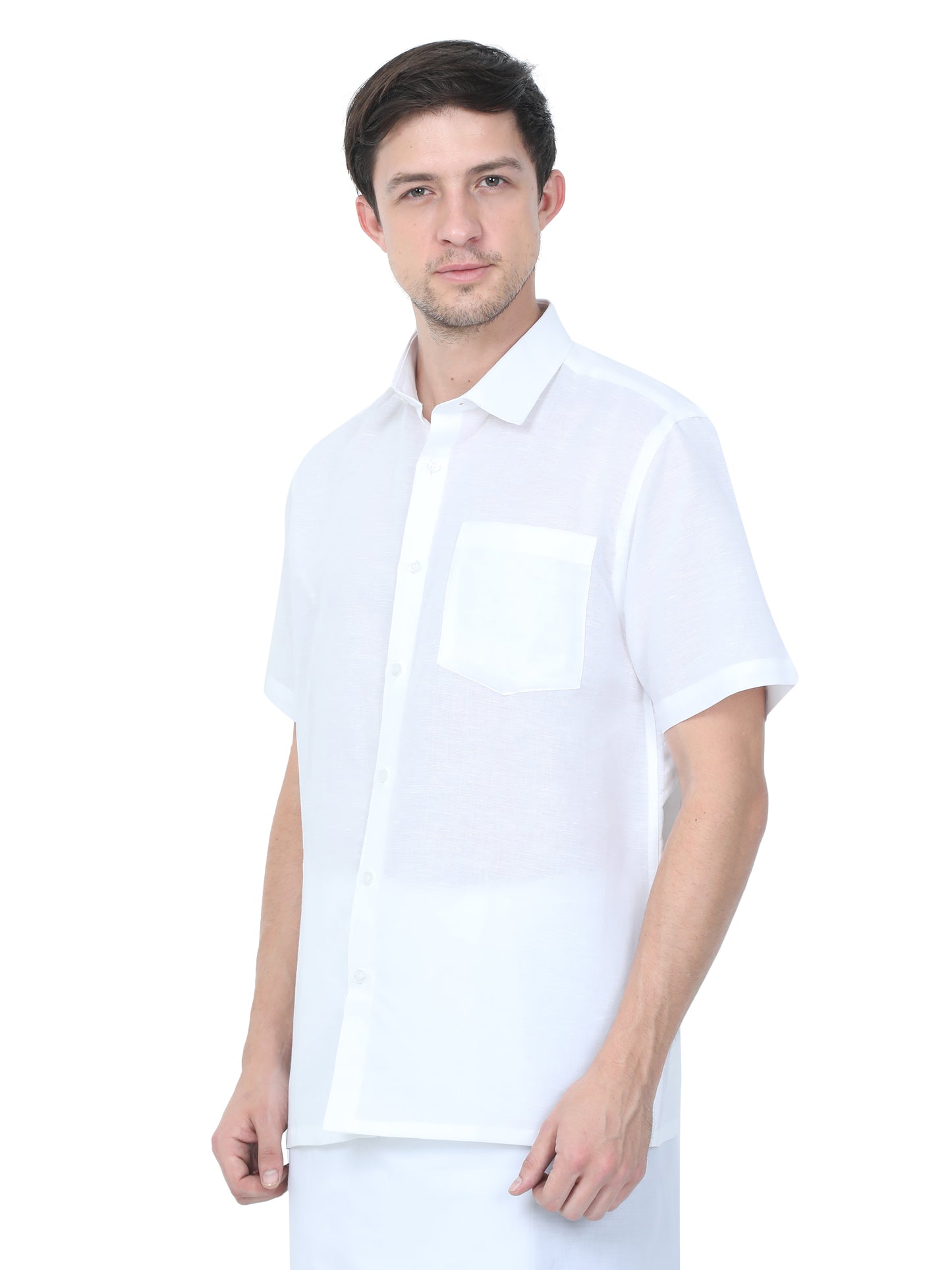 Linen Nature White Shirt – Half Sleeve