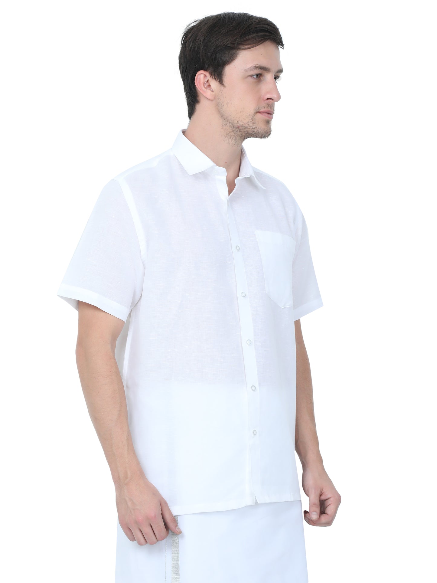 Linen Nature White Shirt – Half Sleeve