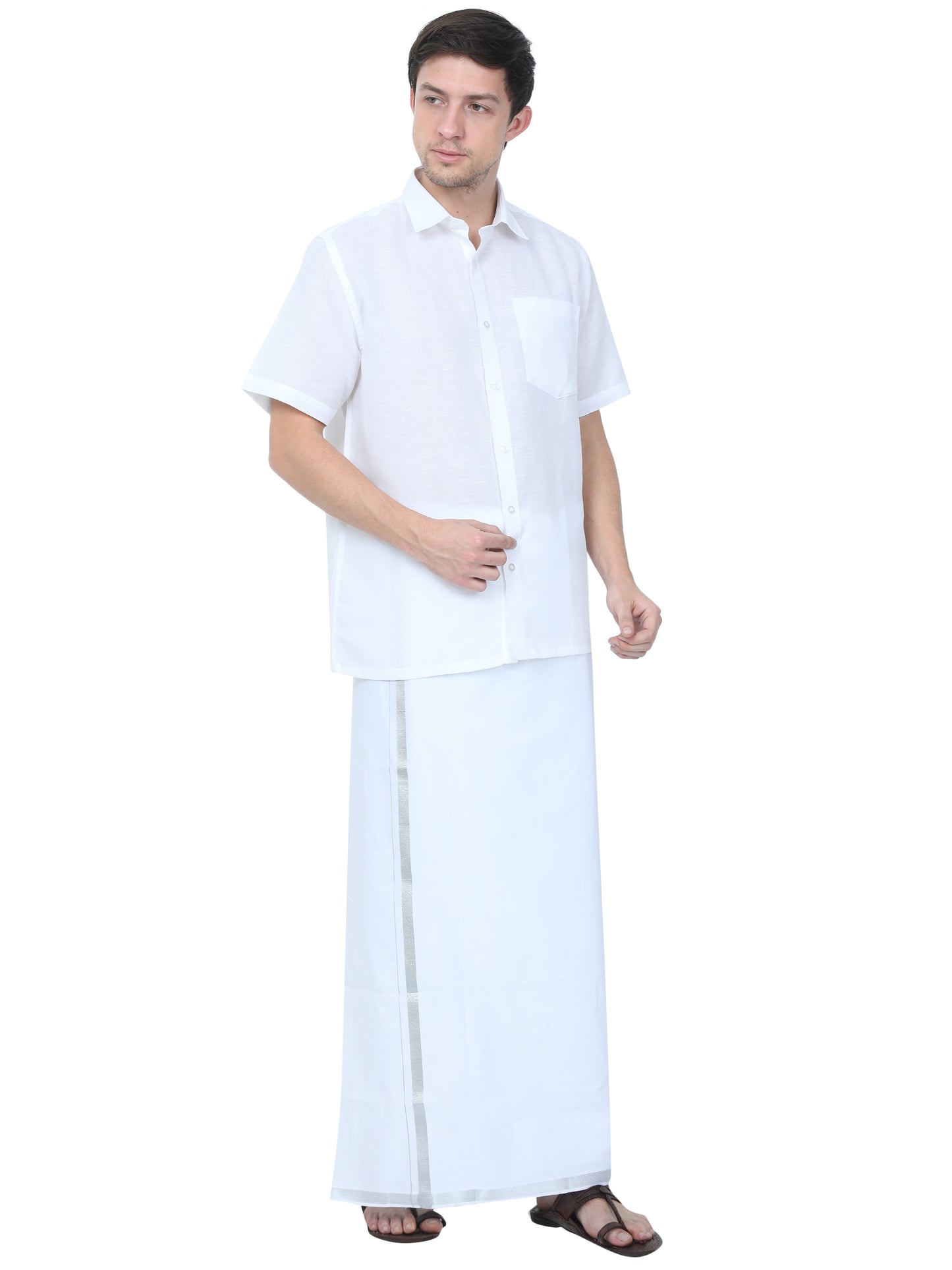 Linen Nature White Shirt – Half Sleeve