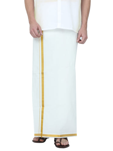 TEXAS CREAM SHIRT & GOLD DHOTI COMBO SET- Half Sleeve (SHIRT & DHOTI)