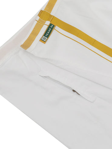 Classic White Velcro Dhoti With Gold Jari & Zip Pocket