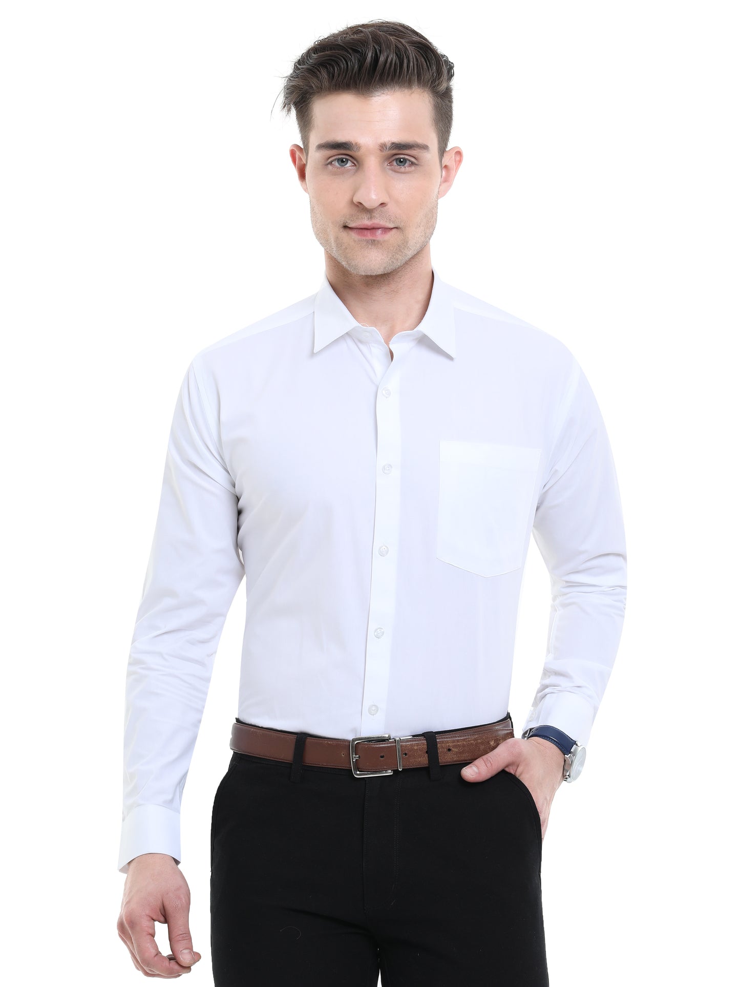 Cool White Slim Fit Shirt – Full Sleeve