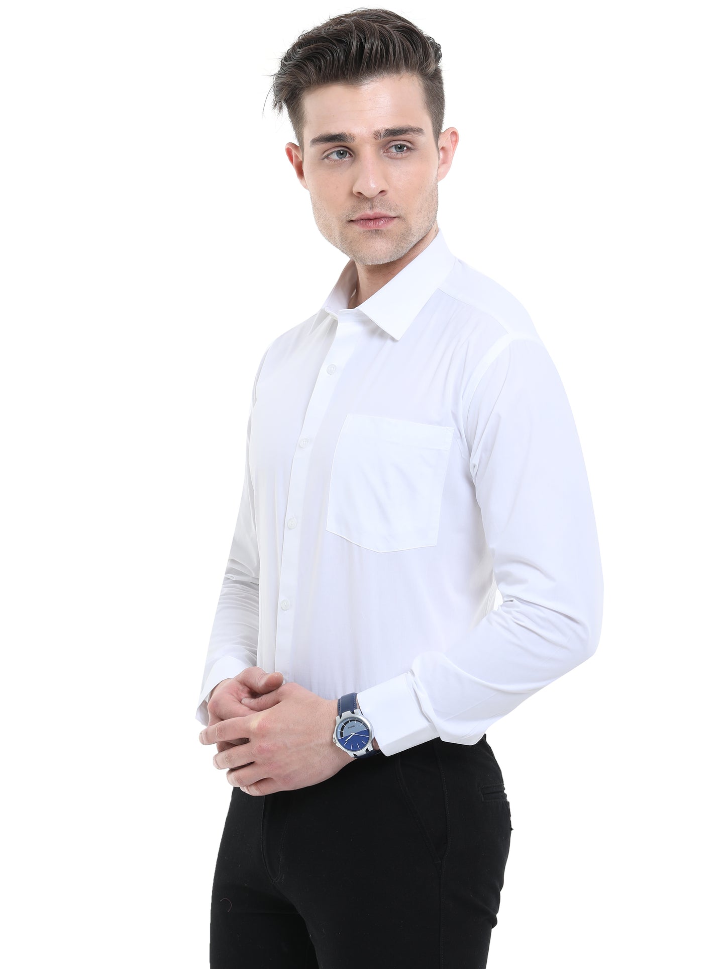 Cool White Slim Fit Shirt – Full Sleeve
