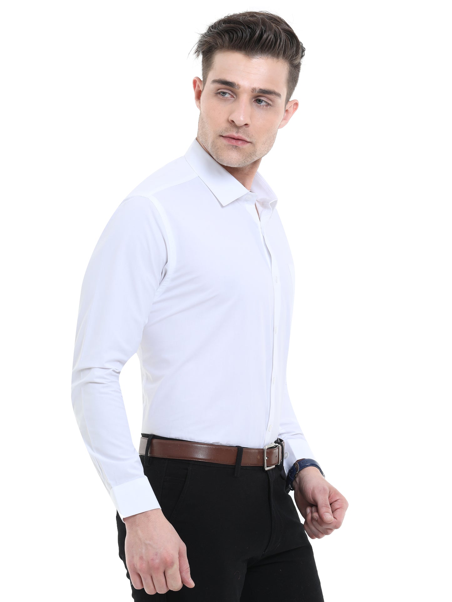 Cool White Slim Fit Shirt – Full Sleeve