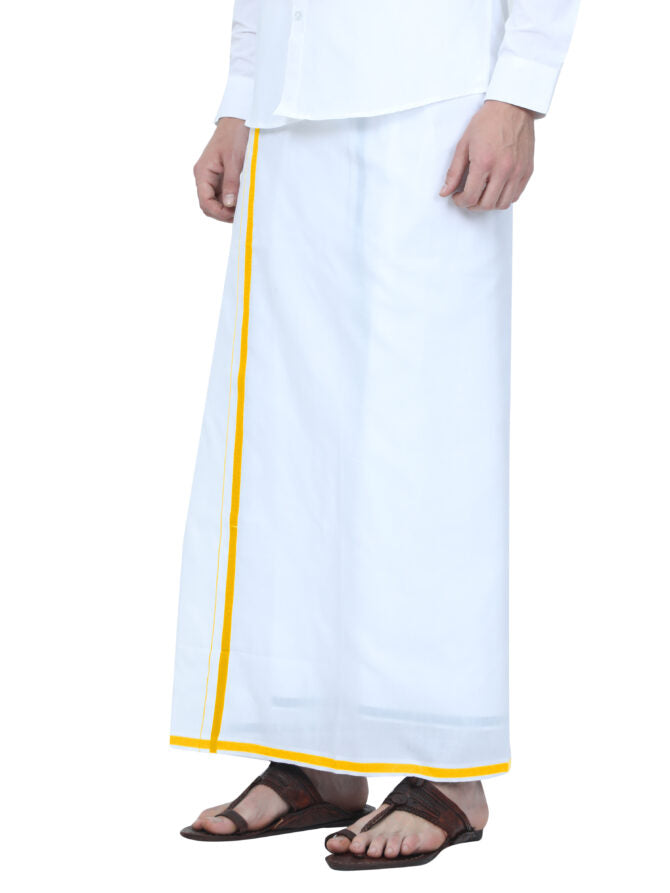 TEXAS WHITE SHIRT & BIG BORDER DHOTI COMBO SET- Half Sleeve (SHIRT & DHOTI)