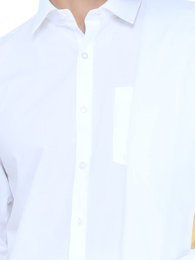 TEXAS WHITE SHIRT & BIG BORDER DHOTI COMBO SET- Half Sleeve (SHIRT & DHOTI)
