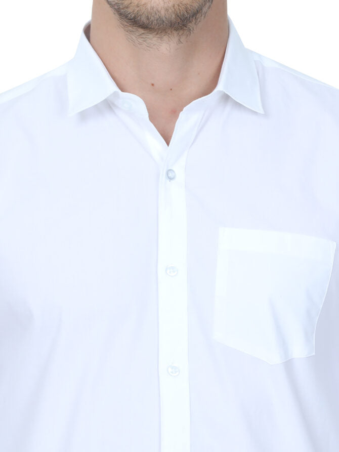 TEXAS WHITE SHIRT & SMALL BORDER DHOTI COMBO SET- Half Sleeve (SHIRT & DHOTI)