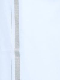 Reliance Silver Dhoti With White Jari Border