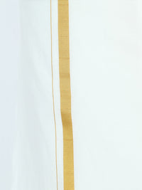 Classic Cream Velcro Dhoti With Gold Jari & Zip Pocket