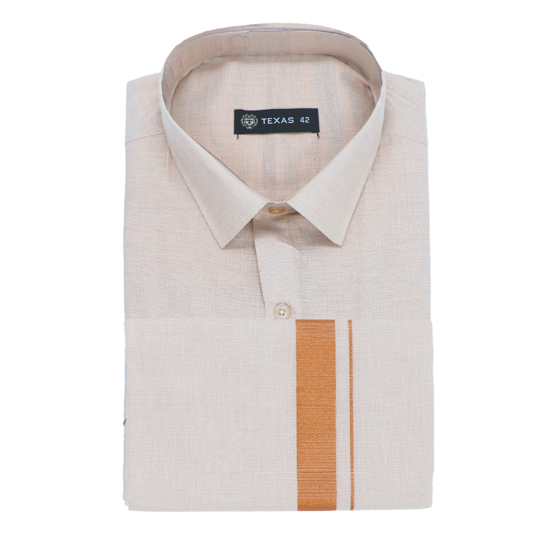 TEXAS COPPER TISSUE WEDDING SET Half Sleeve (SHIRT & DHOTI )