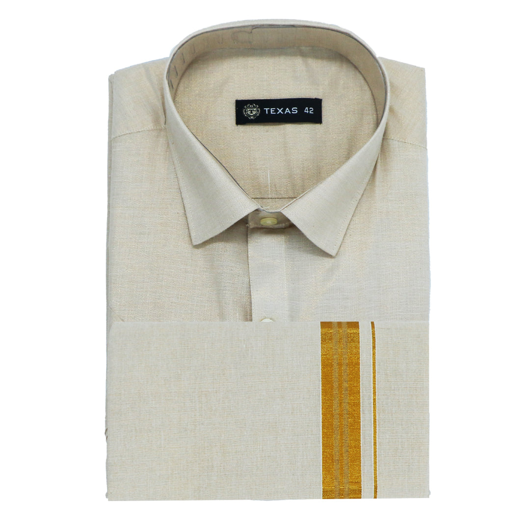 TEXAS GOLD TISSUE WEDDING SET Half Sleeve (SHIRT & DHOTI )