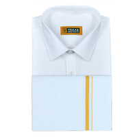 TEXAS WHITE SHIRT & BIG BORDER DHOTI COMBO SET- Half Sleeve (SHIRT & DHOTI)