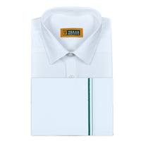 TEXAS WHITE SHIRT & SMALL BORDER DHOTI COMBO SET- Half Sleeve (SHIRT & DHOTI)
